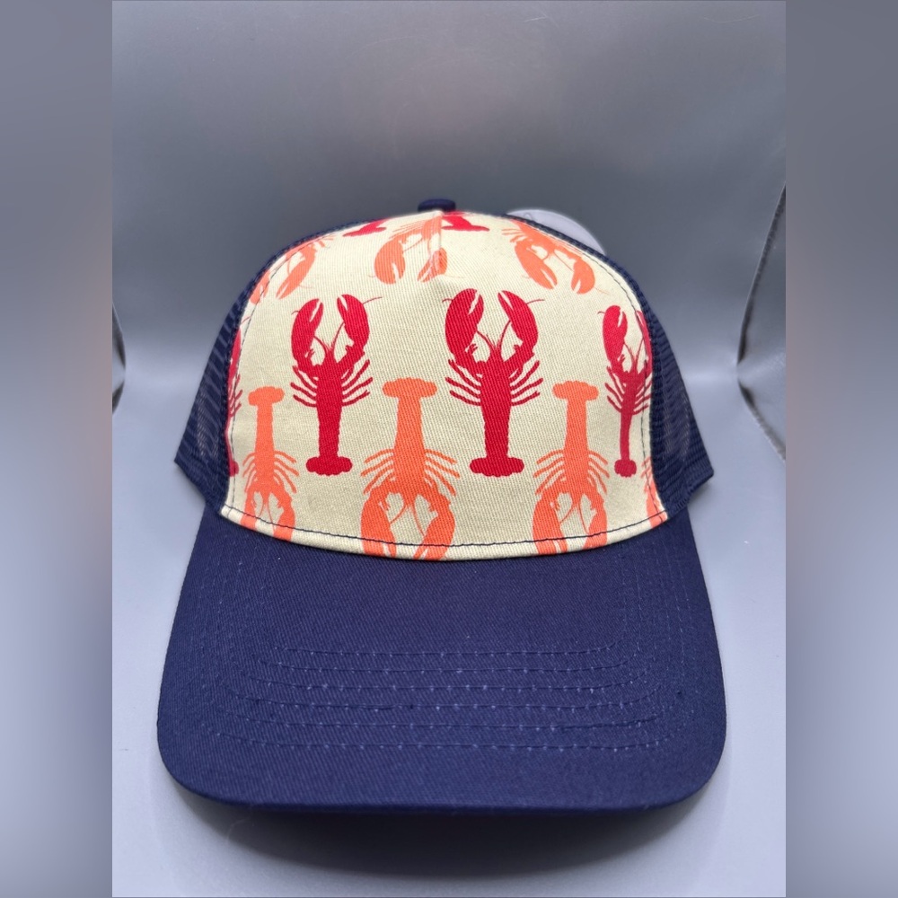 Initials Inc. Ponies Up Hat LOBSTER Navy Blue Trucker Style Beach Summer NEW